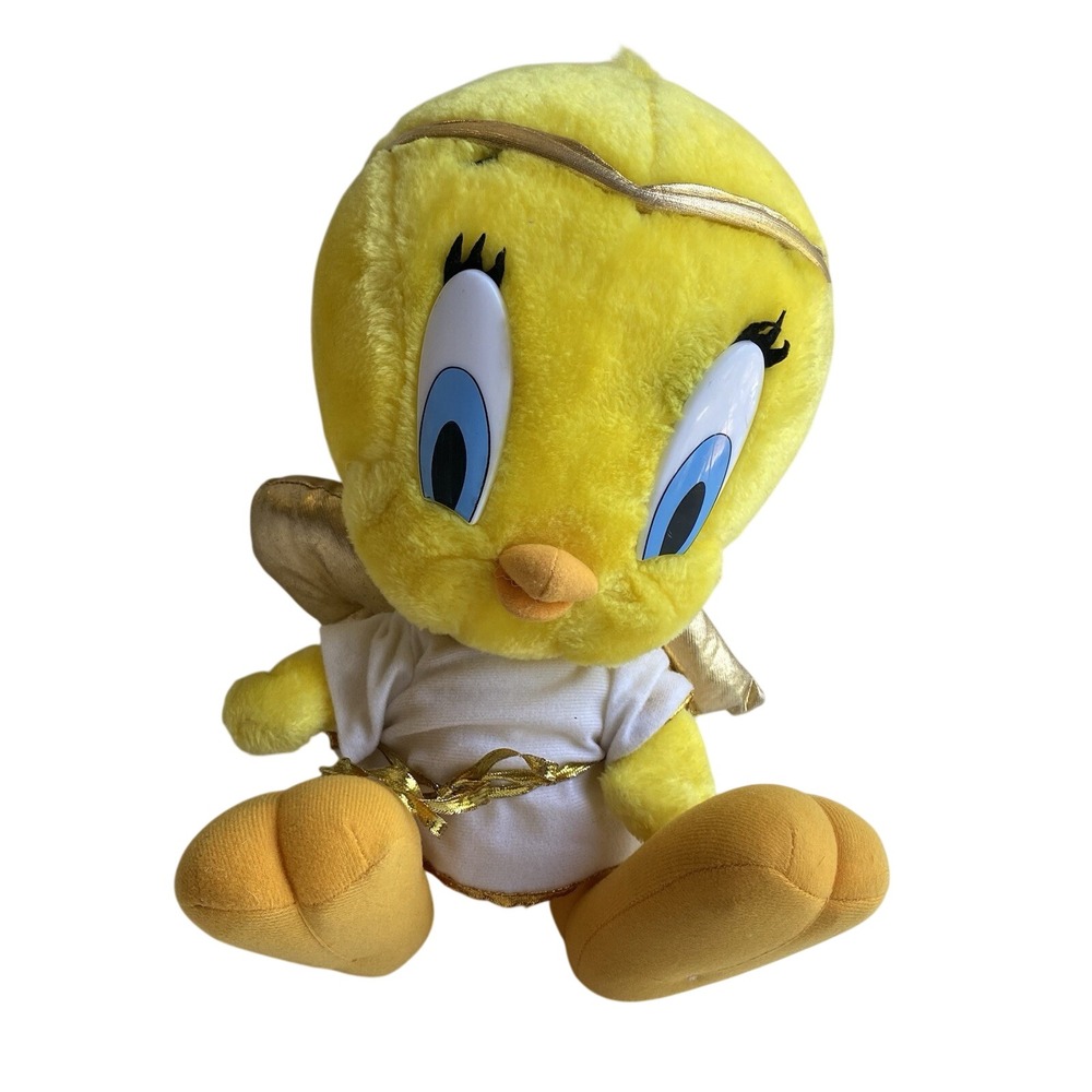 Vintage Tweety Bird Angel Plush Looney Tunes 1998 Ace Gold White 12".